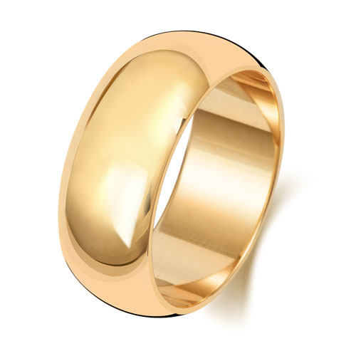9ct Yellow Gold 8mm D Shape Wedding Band