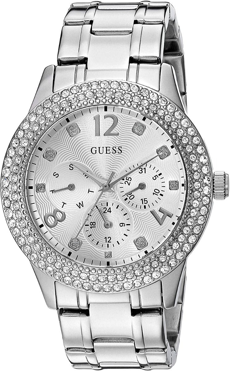 Gwylio Merched Guess Bedazzle gyda Breichled Dur Di-staen W1097L1
