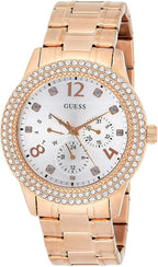 Gwylio Ieir Gwely Bedazzle gyda Strap Dur Di-staen Aur Rhosyn W1097L3