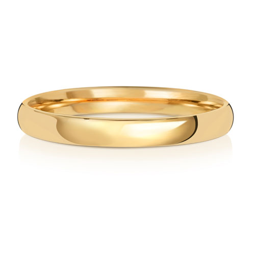 Band Priodas Court 2.5mm Aur Melyn 9ct