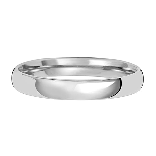 Band Priodas Llys Aur Gwyn 9ct 3mm