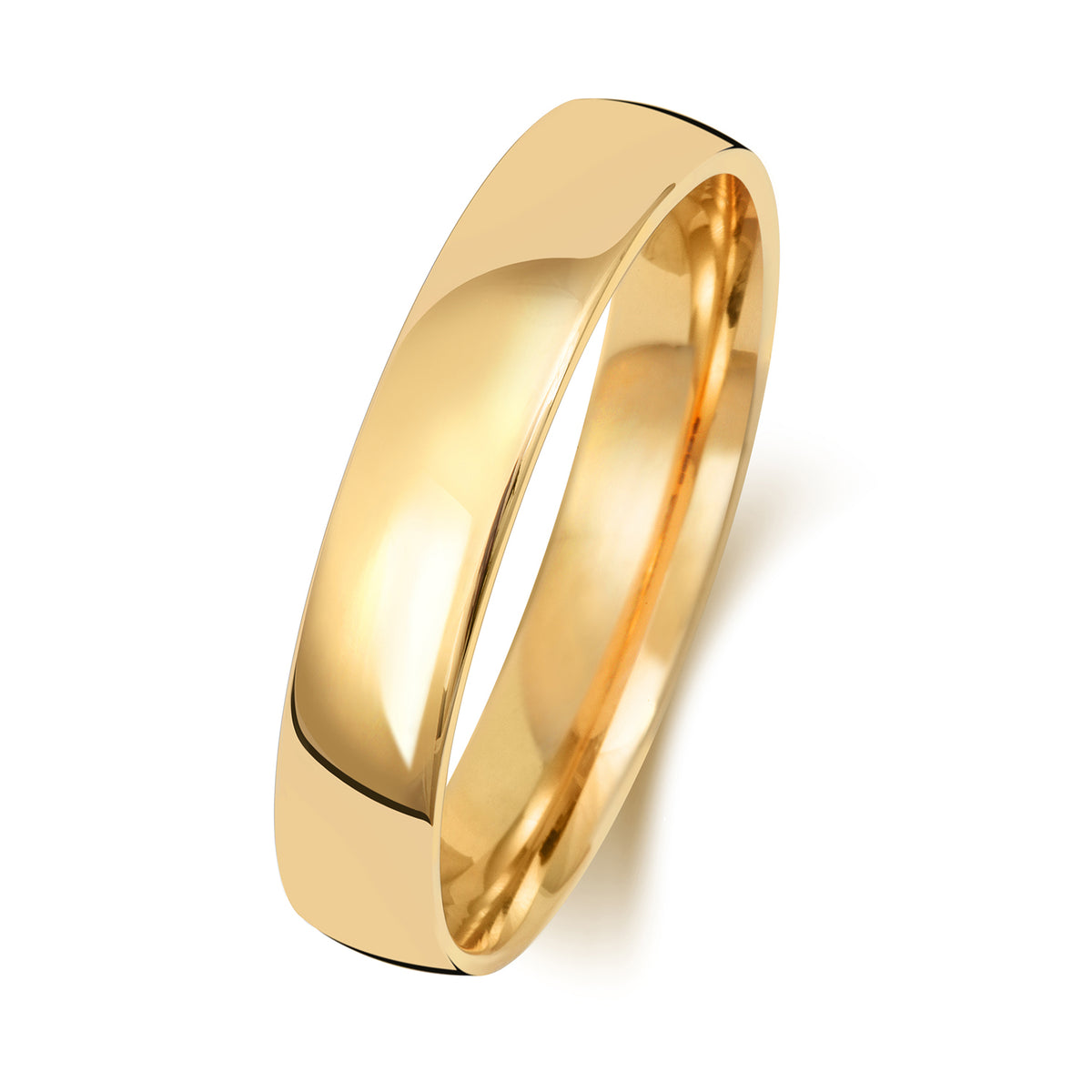 Band Briodas Llys 4mm Aur Melyn 9ct