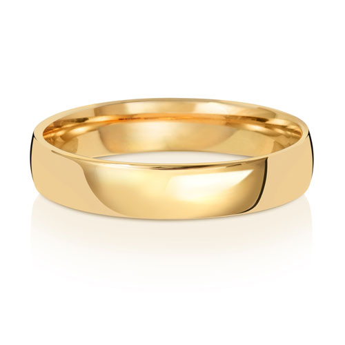 Band Briodas Llys 4mm Aur Melyn 9ct
