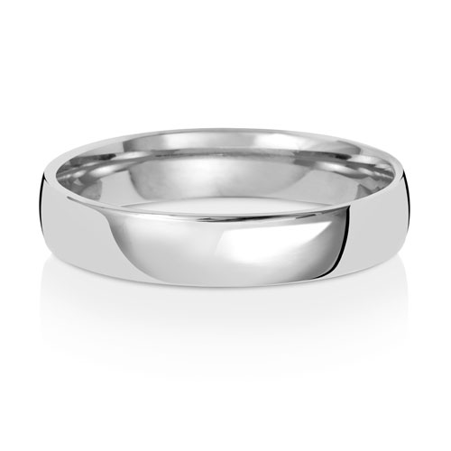 Band Priodas Llys Aur Gwyn 9ct 4mm