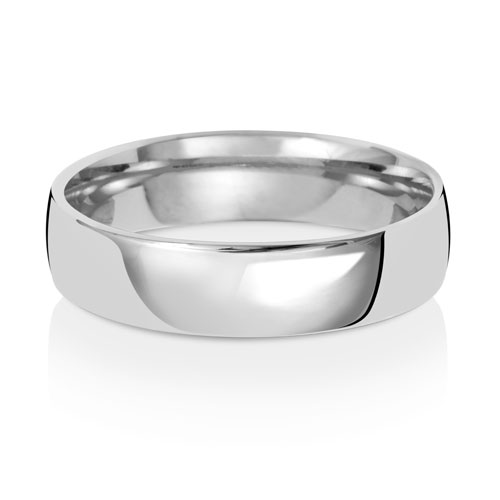 Band Priodas Llys Aur Gwyn 9ct 5mm