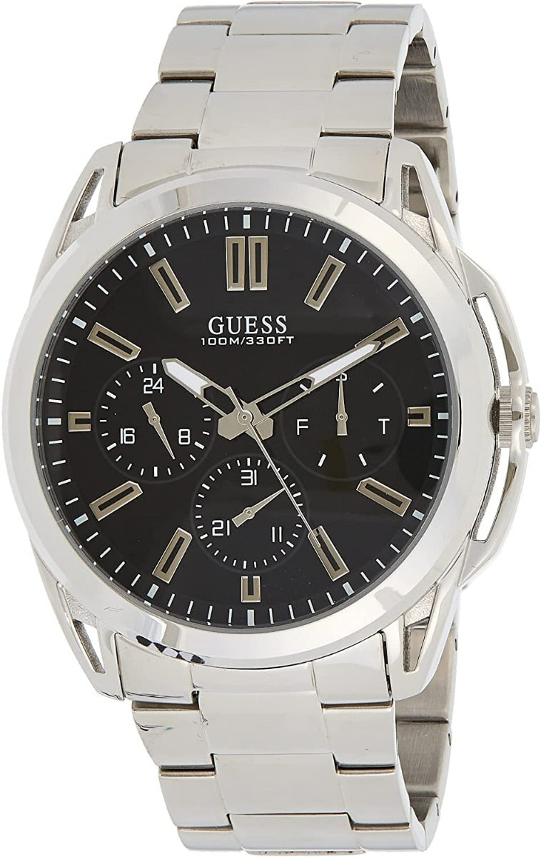 Guess Vertex Mens Watch with Black Dial and Stainless Steel Strap W1176G2