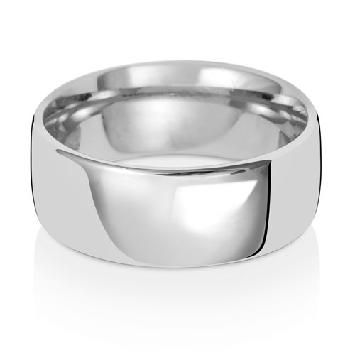 Band Priodas Cwrt Aur Gwyn 9ct 8mm