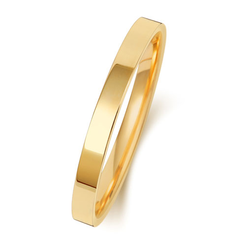 9ct Yellow Gold 2mm Flat Court Wedding Band