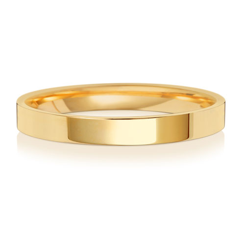 Band Priodas Aur Melyn 9ct 2.5mm Llys Gwastad