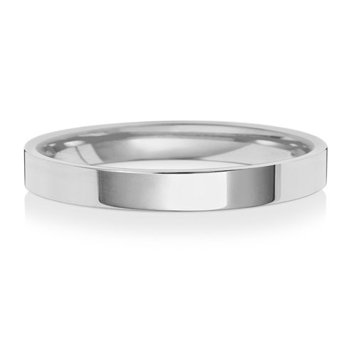 Band Priodas Llys Fflat 2.5mm Aur Gwyn 9ct