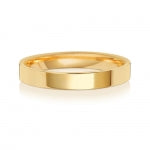 Band Priodas Llys Fflat 3mm Aur Melyn 9ct