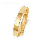 Band Priodas Llys Fflat 3mm Aur Melyn 9ct