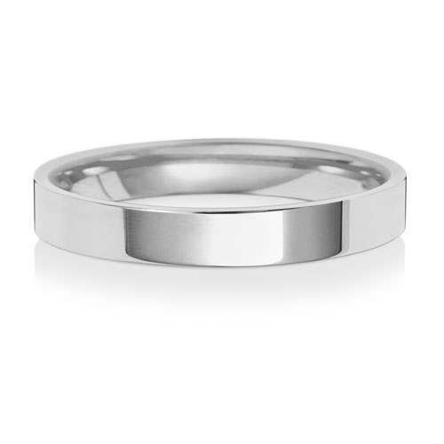 9ct White Gold 3mm Flat Court Wedding Band