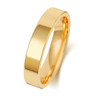 Band Priodas Aur Melyn 9ct 4mm Llys Fflat