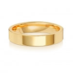 Band Priodas Aur Melyn 9ct 4mm Llys Fflat