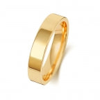 Band Priodas Aur Melyn 9ct 4mm Llys Fflat