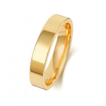 Band Priodas Aur Melyn 9ct 4mm Llys Fflat