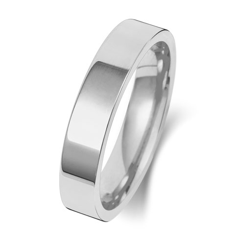 9ct White Gold 4mm Flat Court Wedding Band