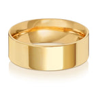 Band Efydd Priodas Llys Fflat 7mm Aur Melyn 9ct