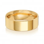 Band Efydd Priodas Llys Fflat 7mm Aur Melyn 9ct