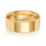 Band Efydd Priodas Llys Fflat 7mm Aur Melyn 9ct