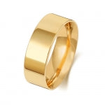 Band Efydd Priodas Llys Fflat 7mm Aur Melyn 9ct