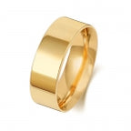 Band Efydd Priodas Llys Fflat 7mm Aur Melyn 9ct
