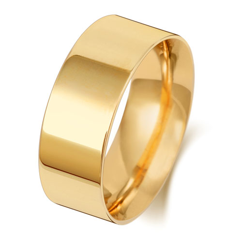 9ct Yellow Gold 8mm Flat Court Wedding Band