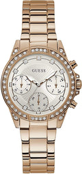 Guess Gemini Ladies Watch with White Sunray Dial and Rose Gold Bracelet W1293L3