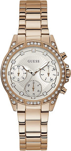 Guess Gemini Ladies Watch with White Sunray Dial and Rose Gold Bracelet W1293L3