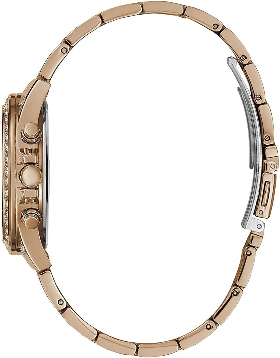 Guess Gemini Ladies Watch with White Sunray Dial and Rose Gold Bracelet W1293L3