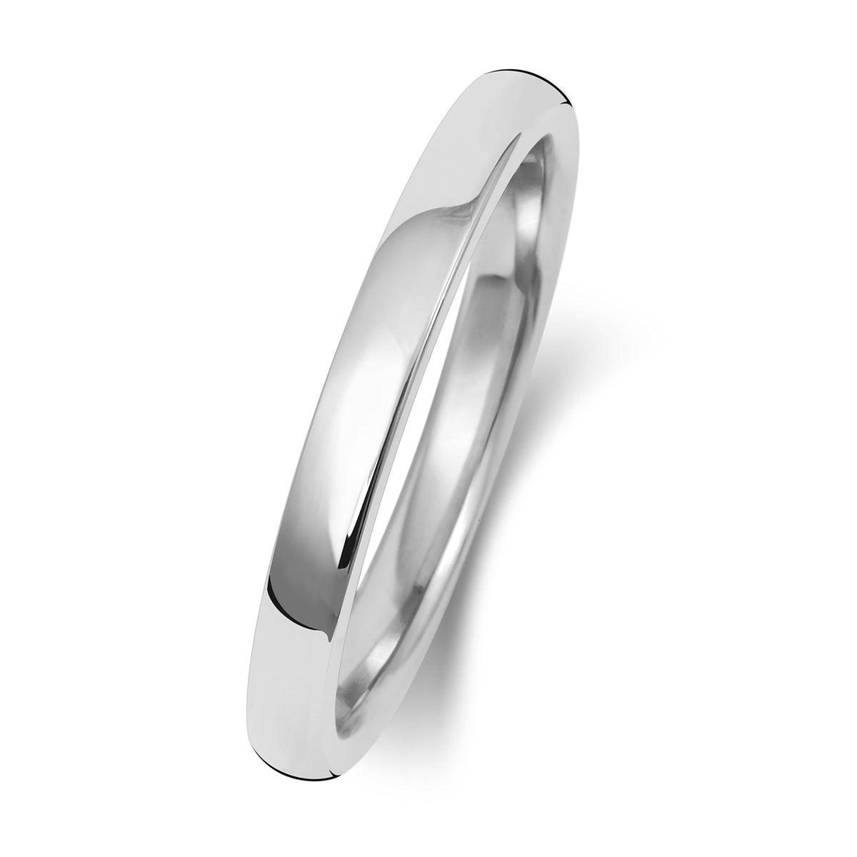 9ct White Gold 2mm Soft Court Wedding Band