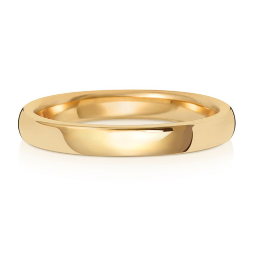 Band Briodas Cyrtiau Meddal 2.5mm Aur Melyn 9ct