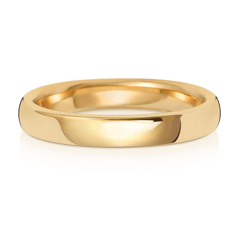 Band Priodas 3mm Aur Melyn 9ct Meddal