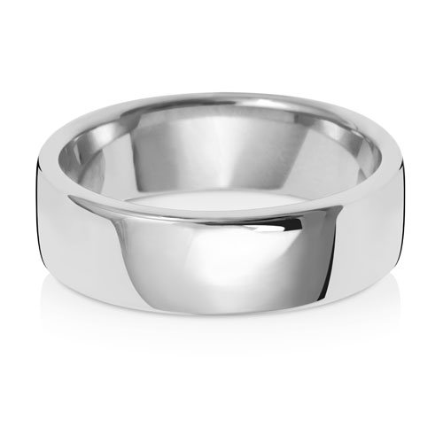 9ct White Gold 6mm Soft Court Wedding Band