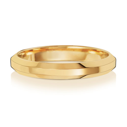 9ct Yellow Gold 3mm Soft Court Bevelled Wedding Band