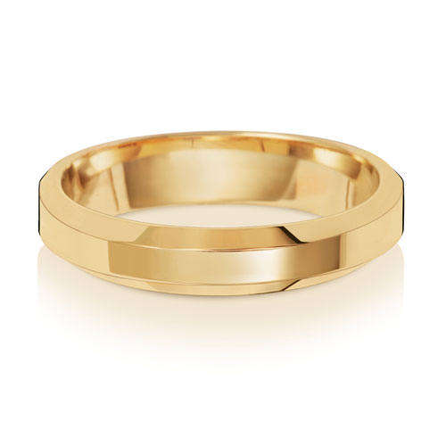 9ct Yellow Gold 4mm Soft Court Bevelled Wedding Band