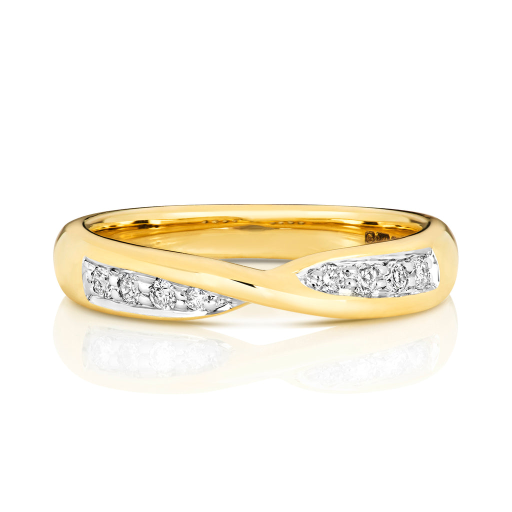 9ct Yellow Gold Diamond Band Ring 0.14 CT