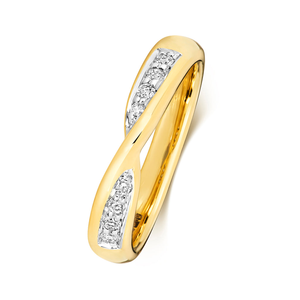 9ct Yellow Gold Diamond Band Ring 0.14 CT