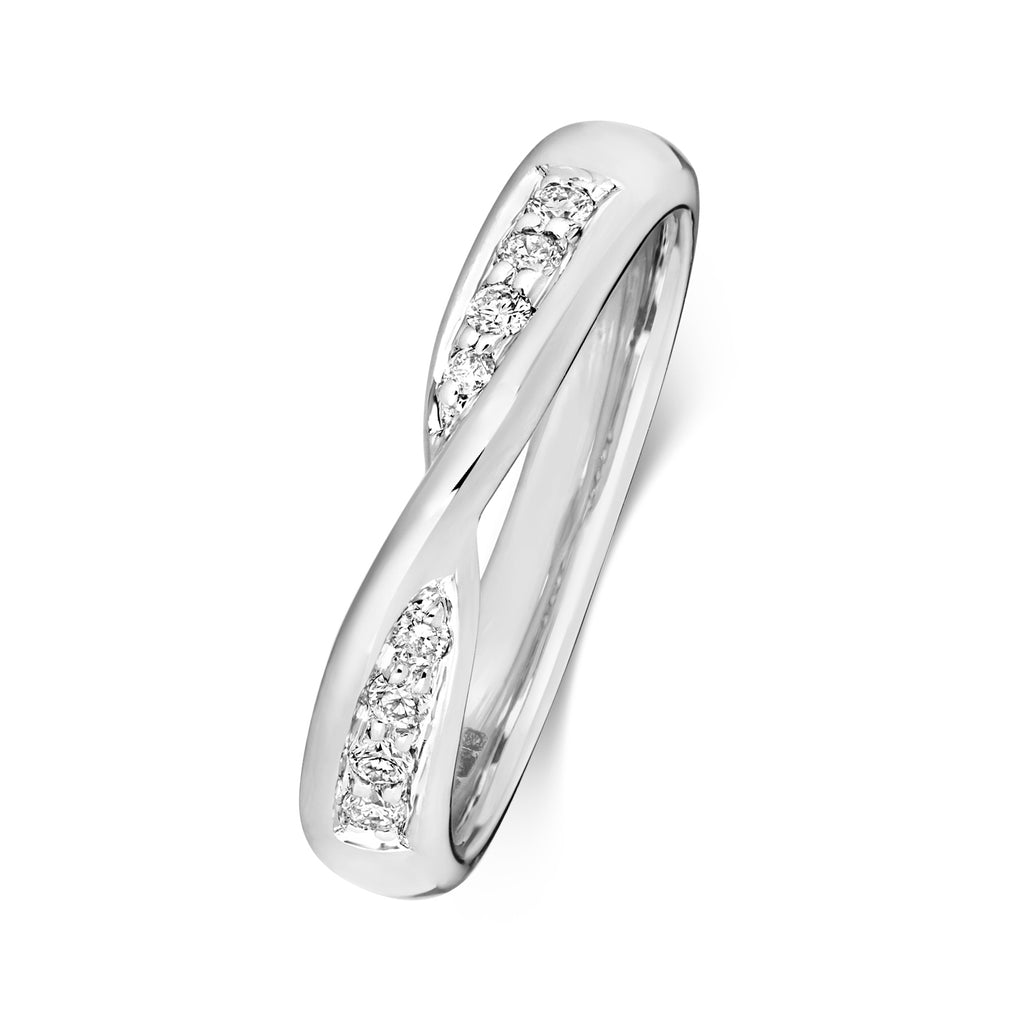 9ct White Gold Diamond Band Ring 0.14 CT