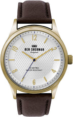 Ben Sherman Mens Watch with Silver Dial and Brown Leather Strap WB025TG