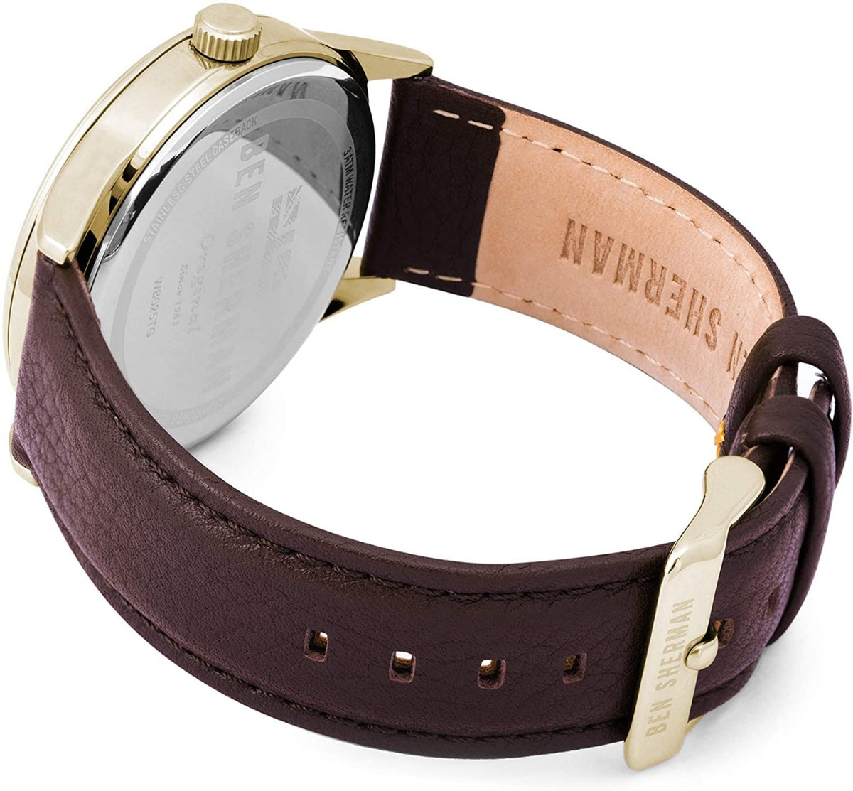 Ben Sherman Mens Watch with Silver Dial and Brown Leather Strap WB025TG