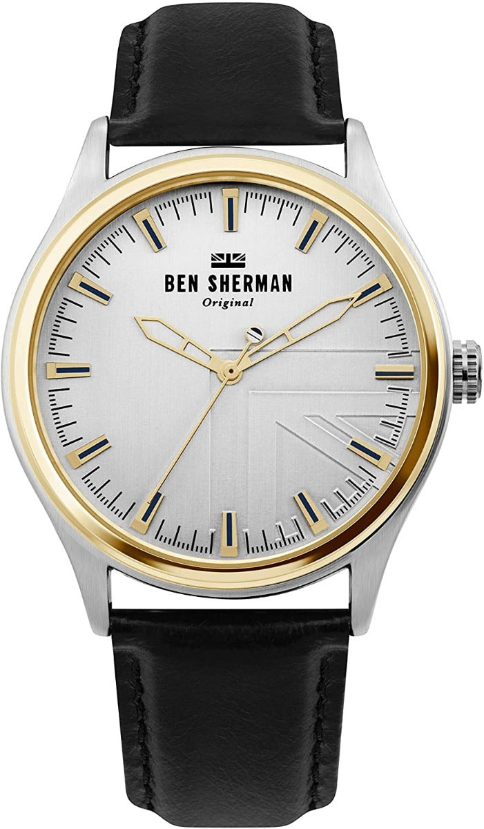 Ben Sherman Mens Watch with Silver Dial and Black Leather Strap WB036B