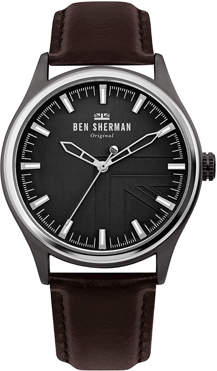 Ben Sherman Mens Watch with Grey Dial and Brown Leather Strap WB036T