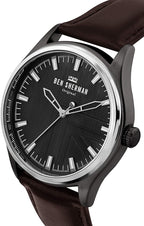 Ben Sherman Mens Watch with Grey Dial and Brown Leather Strap WB036T