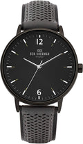 Ben Sherman Mens Watch with Black Dial and Grey Leather Strap WB038E