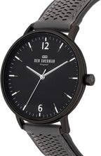 Ben Sherman Mens Watch with Black Dial and Grey Leather Strap WB038E