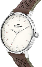 Ben Sherman Mens Watch with White Dial and Brown Leather Strap WB038T