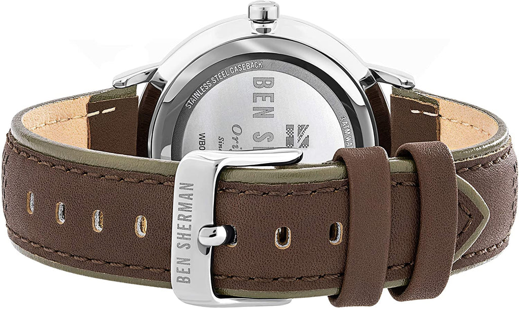 Ben Sherman Mens Watch with White Dial and Brown Leather Strap WB038T