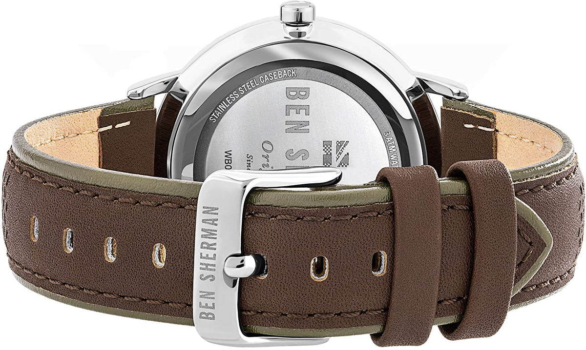 Ben Sherman Mens Watch with White Dial and Brown Leather Strap WB038T